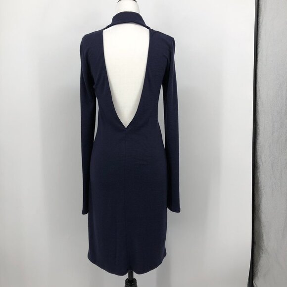 Aritzia Wilfred Free  Navy Blue Moulton Turtleneck sweater dress Open V-Back SP - Picture 3 of 15